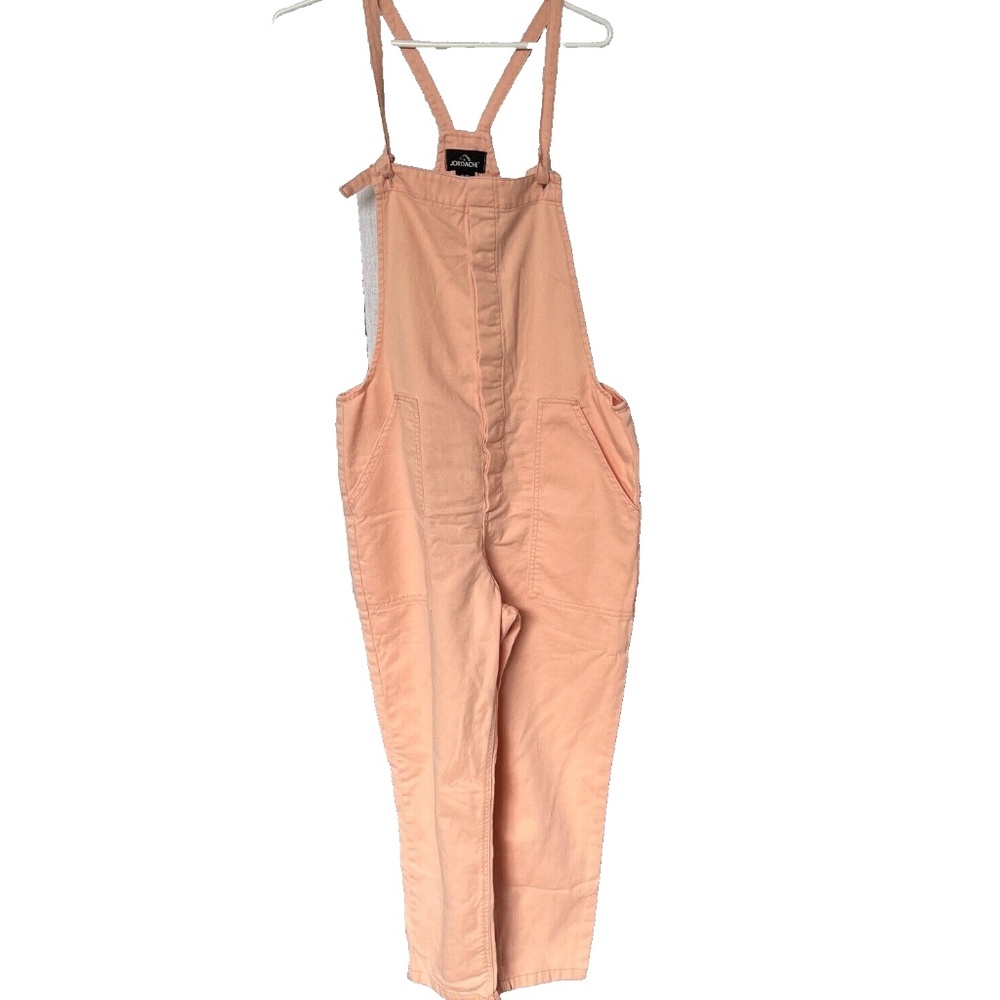 Jordache Overalls Size M Summer Peach 100% Cotton Large Pockets Tie Straps